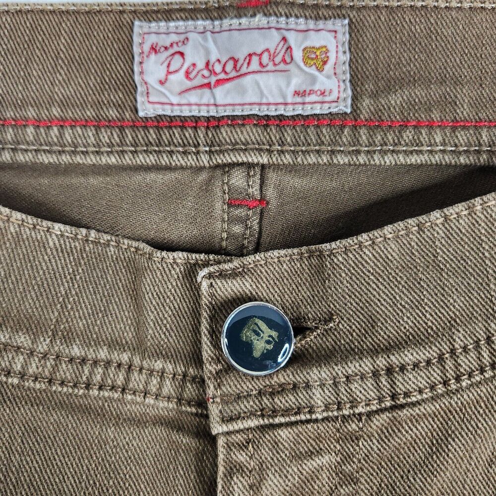 Marco Pescarolo Straight Leg Jeans Mens 56 IT 36x30 Measured Brown 100% Cotton - Picture 3 of 16